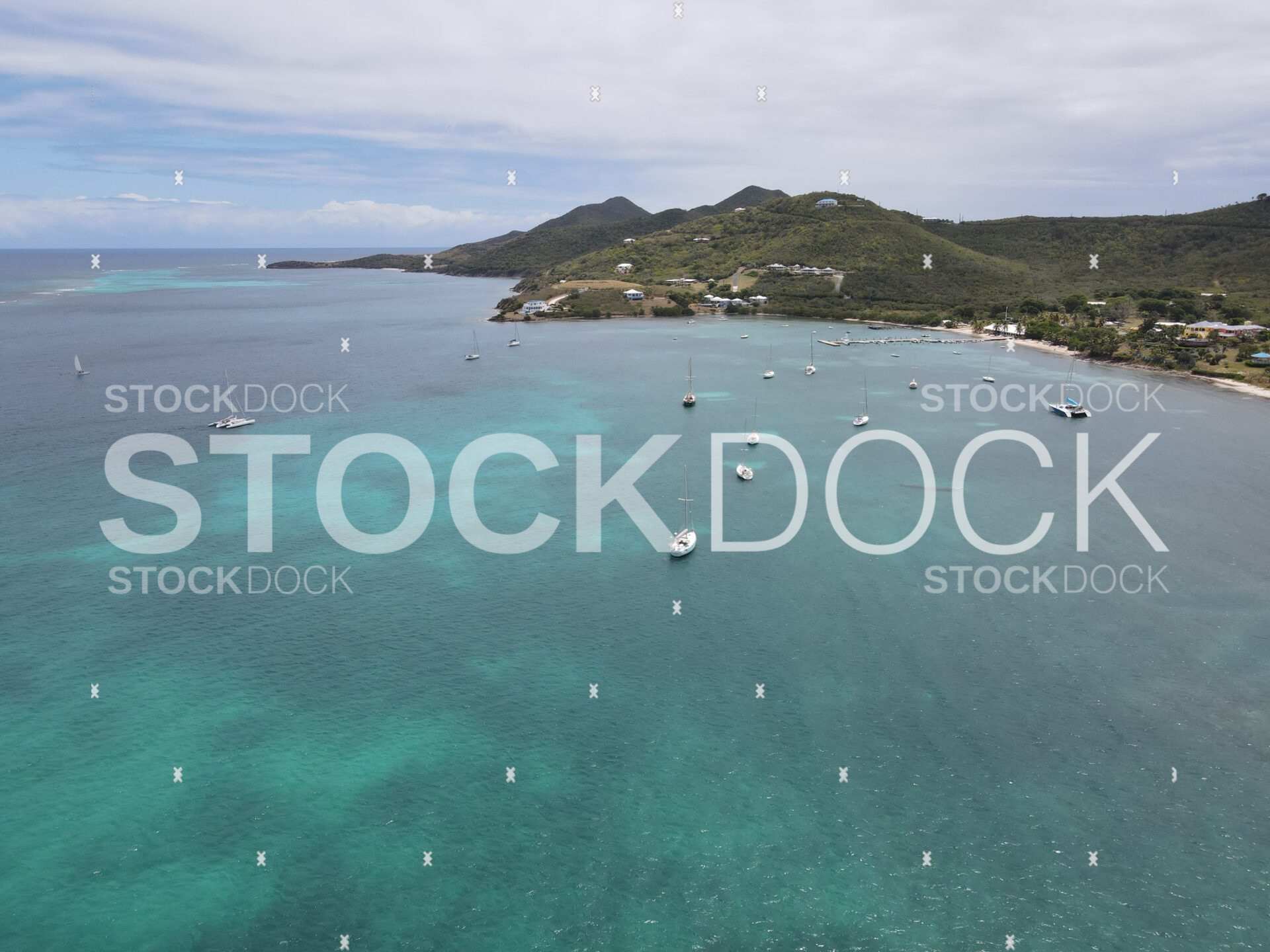 Boats in the water drone shot