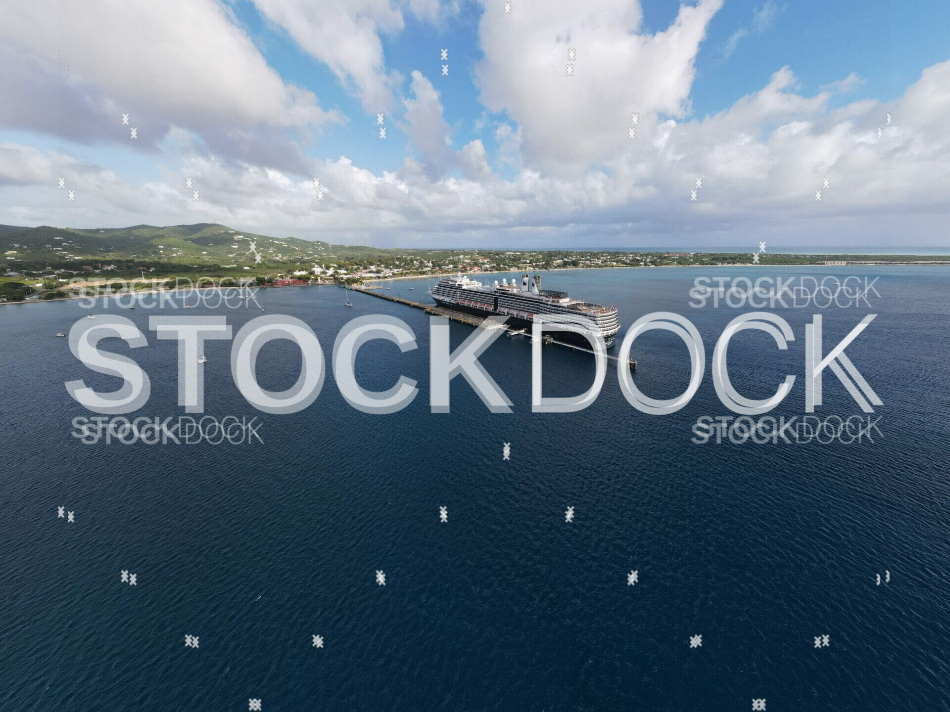 Cruise ship docked in Frederiksted harbor